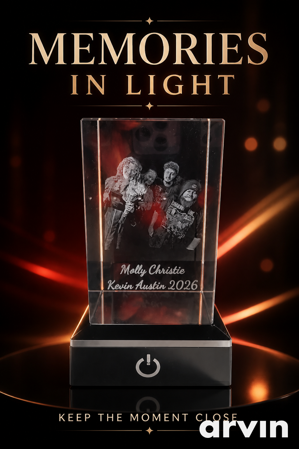 3D Crystal Photo engraved