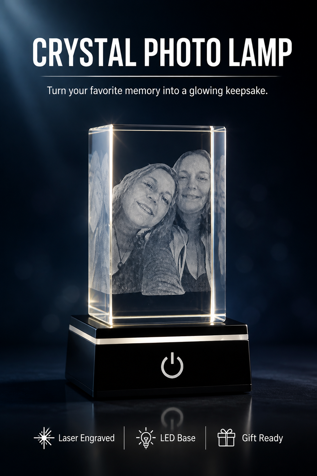 3D Photo engraved Crystal Necklace
