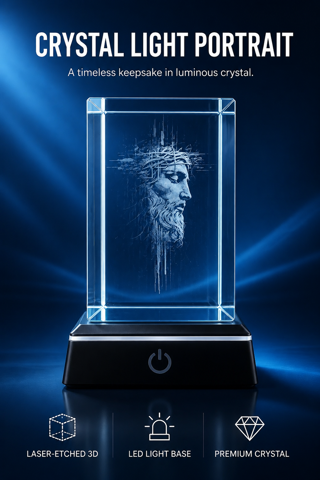 3D Crystal engraved Jesus photo