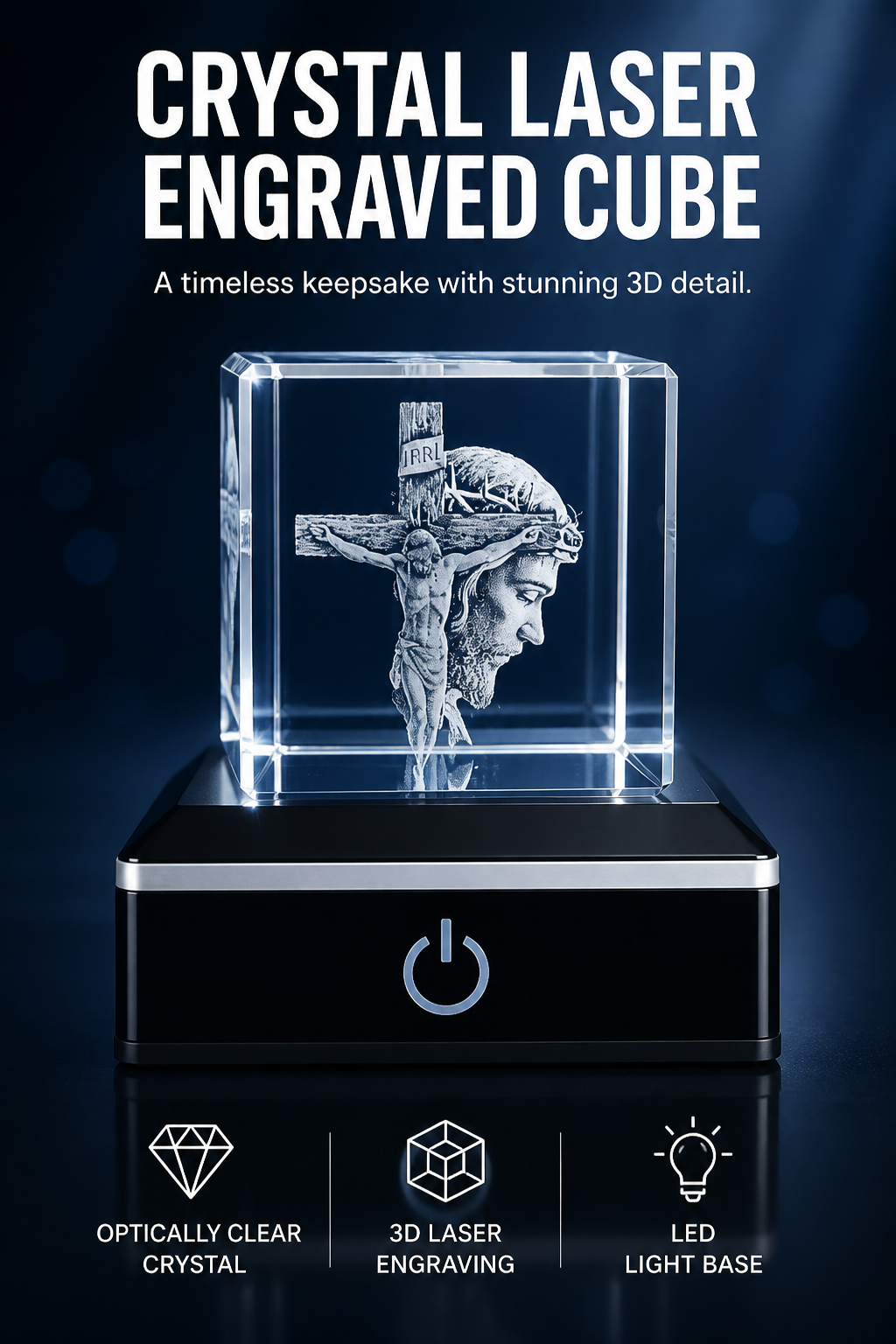 3D Crystal engraved Jesus photo