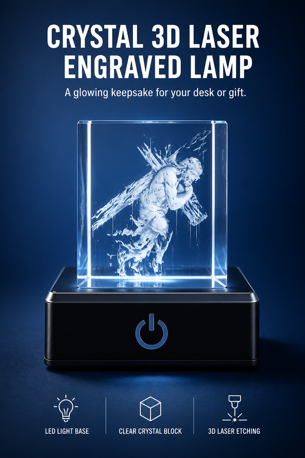 3D Crystal engraved Jesus photo